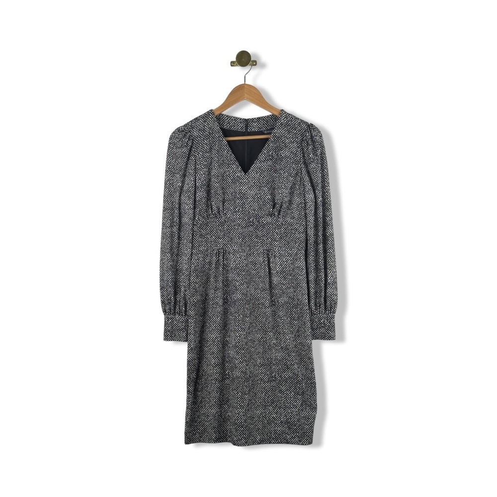 Brooks Brothers Knit Abstract V-Neck Long Sleeve Sheath Dress